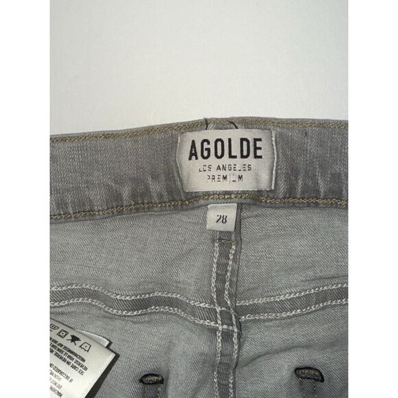 Agolde Sophie Hi Rise Crop Skinny Jeans Gray Denim Distressed Stretch Ankle 28 - Picture 14 of 16